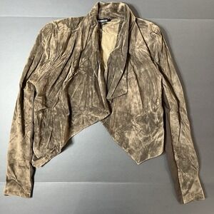 Bebe 100% Leather Jacket Draped Front Short Solid Women's Size M Boho
